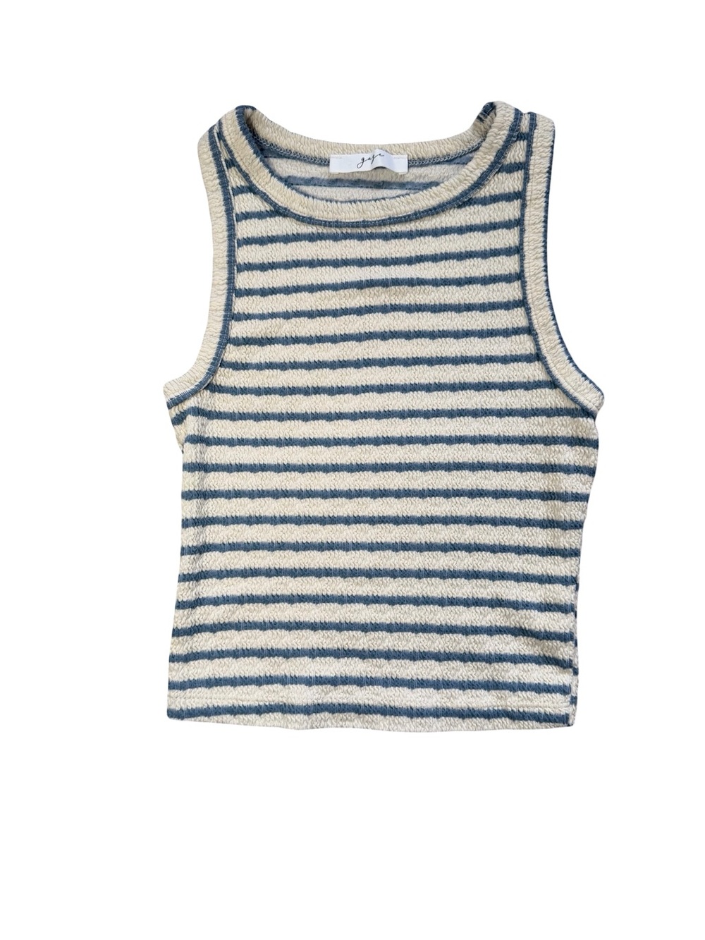 gaze Striped Terry Tank Top - Blue & Cream
